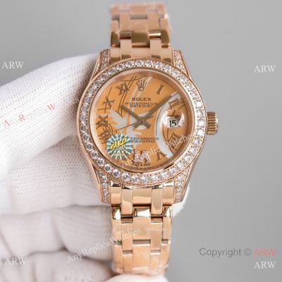 JH Factory Replica Rolex Pearlmaster 81285 Rose Gold Watch 34mm